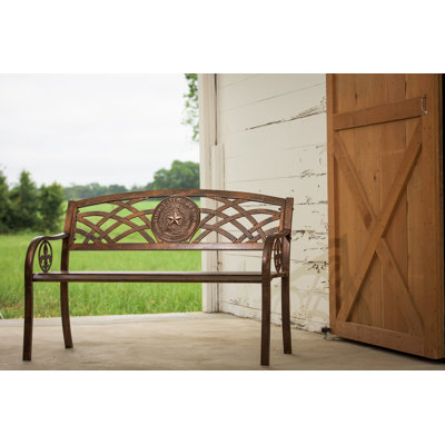 Mooneyham Texas State Seal Stainless Steel Garden Bench