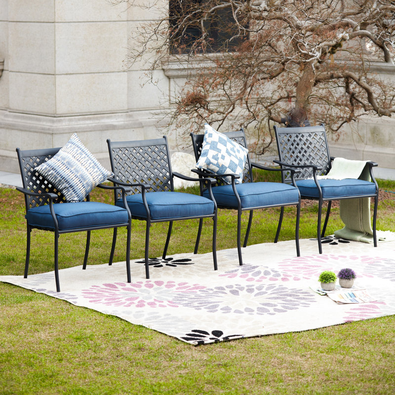 Chaise de patio avec coussin Rusi, Bleu