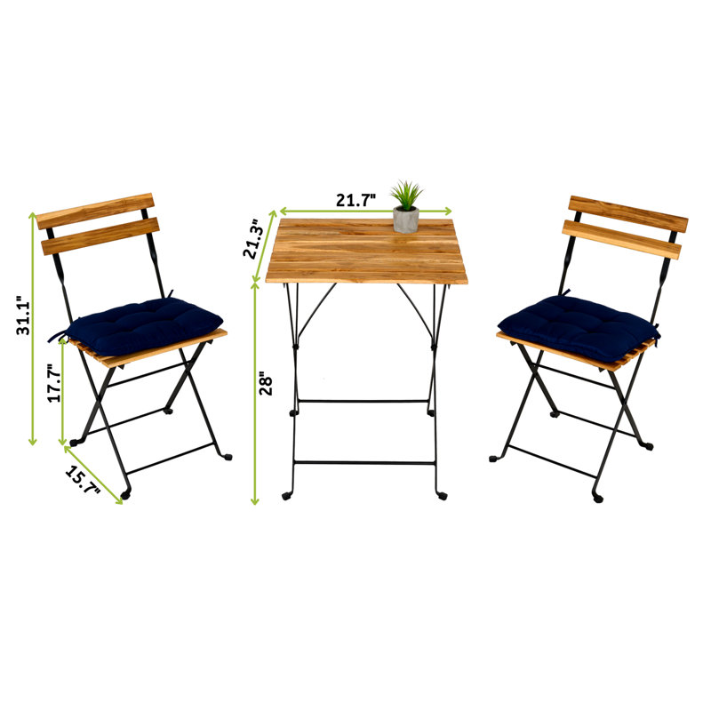 Ensemble bistro en bois de teck massif