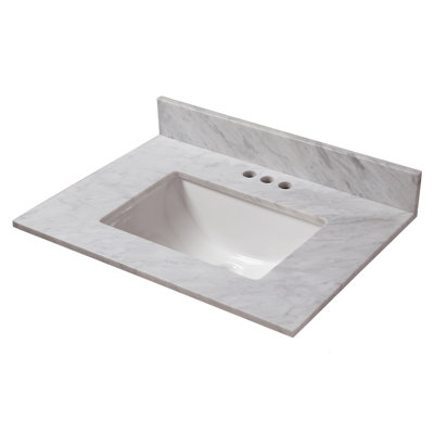 25'' Marble Single Vanity Top with Sink and 3 Faucet Holes