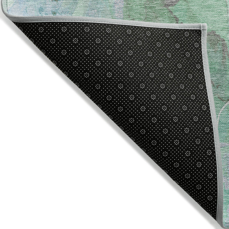 Machine Washable Indoor/Outdoor Xhevrie Seafoam Rug, Rectangle 3' x 5'