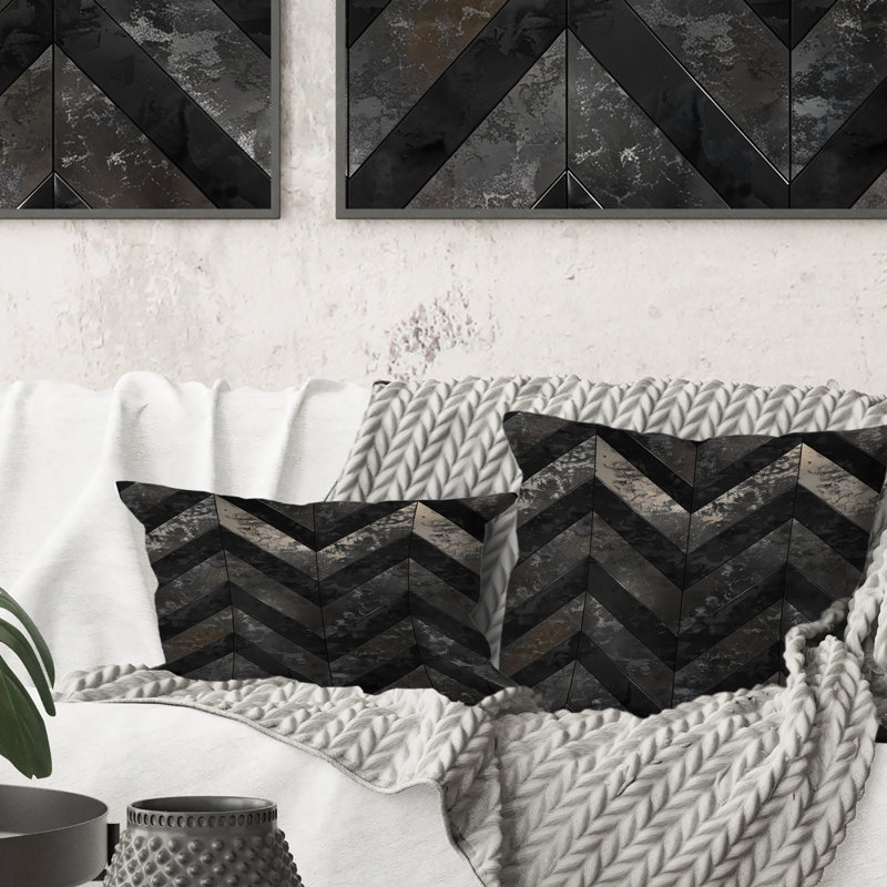 Gray Black Chevron Magic II - Transitional Lumbar Pillow