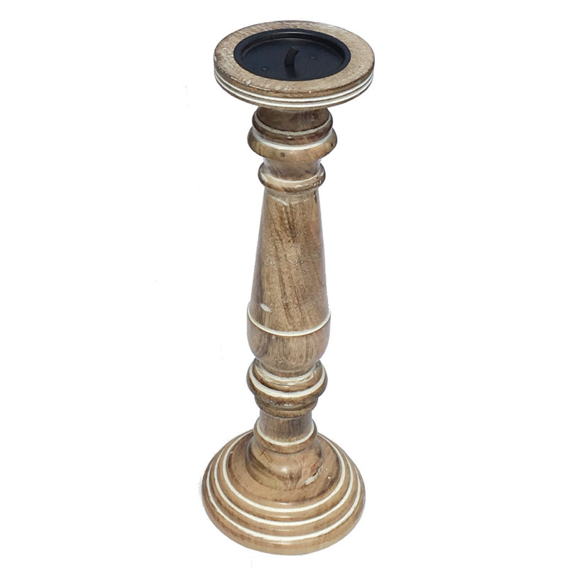 Wood Tabletop Candlestick, 45cm H x 15cm W x 15cm D