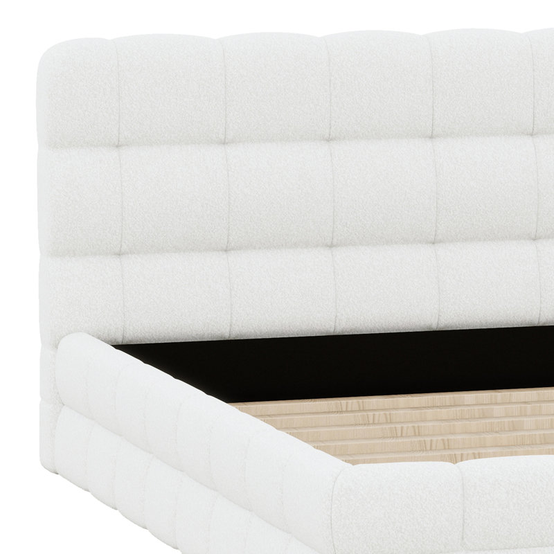 Lit plateforme tapissier Contemporary, Blanc