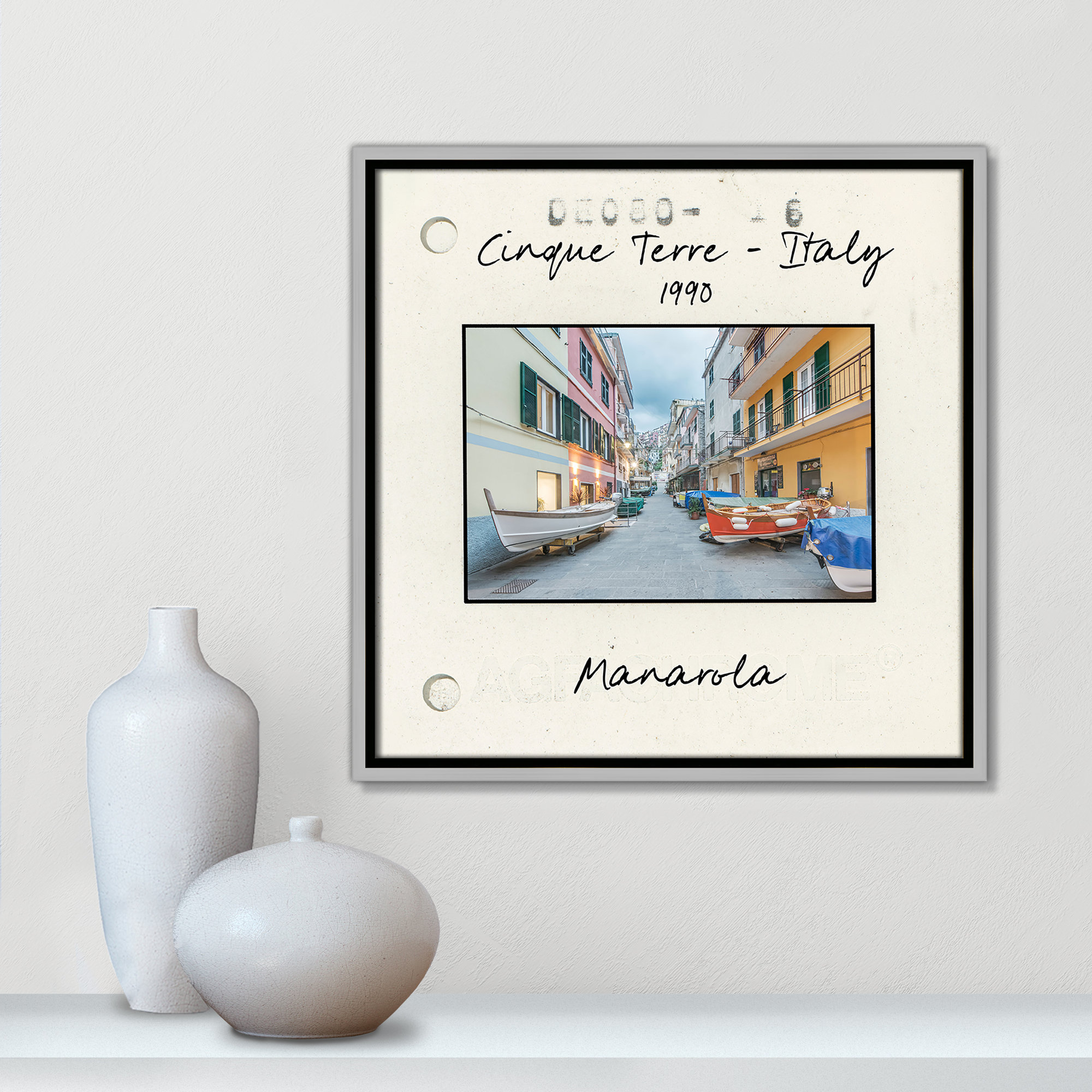 Cinque Terre, Italy - Manarola Print by Danita Delmont, Silver Floater Framed Canvas, 17.5" H x 17.5" W x 2" D