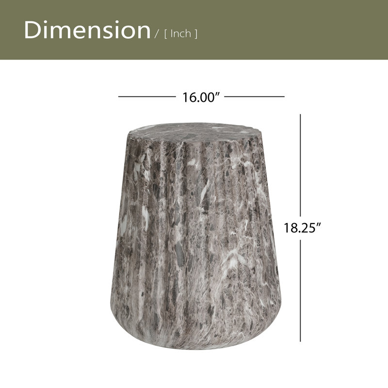 Outdoor Cleme Carved Side Table, Brown