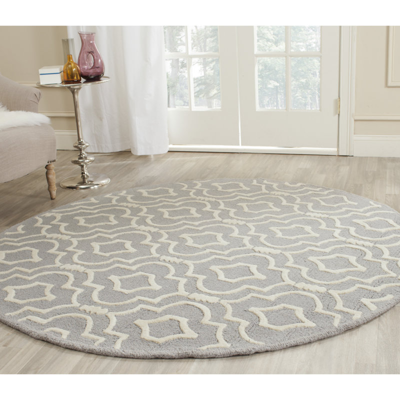 Cannen Hand Tufted Wool Geometric Rug, Round 6'