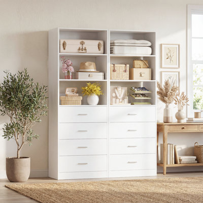 Système de rangement pour garde-robe Betton Danniele avec 4 tiroirs en bois, organisateur de placard