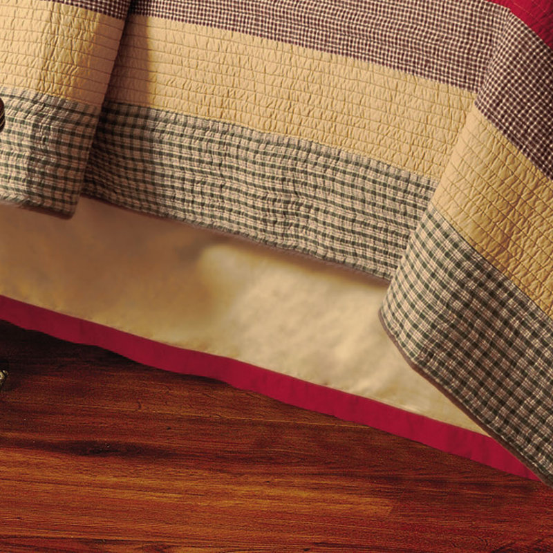 Tan Faux Suede & Red Bed Skirt, Twin