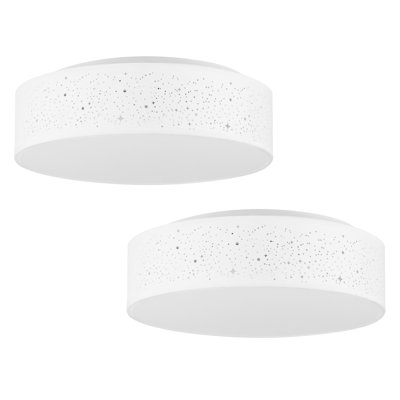 Deontee 14.96'' Linen Dimmable Flush Mount Lighting With Remote And App (Set Of 2)
