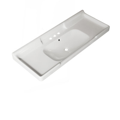 Basin 48" Bathroom Ceramic with 3 pre-drilled hole, NO Cabinet and Faucet, White