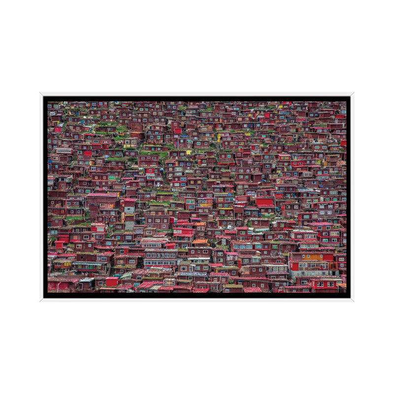 Larung Gar 1 Piece Floater Frame Wall Art on Canvas, 101.6 cm H x 66.04 cm W, White Framed