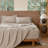 100% Washed Cotton Sheet Set Extra Deep Pocket Linen Like Textured-404490825-404490826
