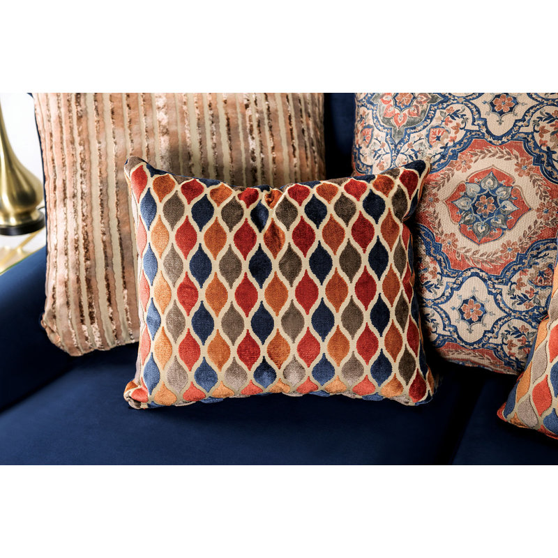 91.4" W Transitional Sofa, Navy, Navy Chenille