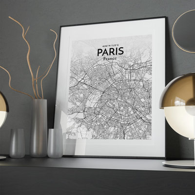 Paris City Map In Tones - No Frame Print