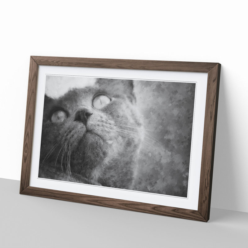 British Shorthair Cat Vol.3 - Picture Frame Painting, 27cm H x 36cm W x 2cm D, Walnut