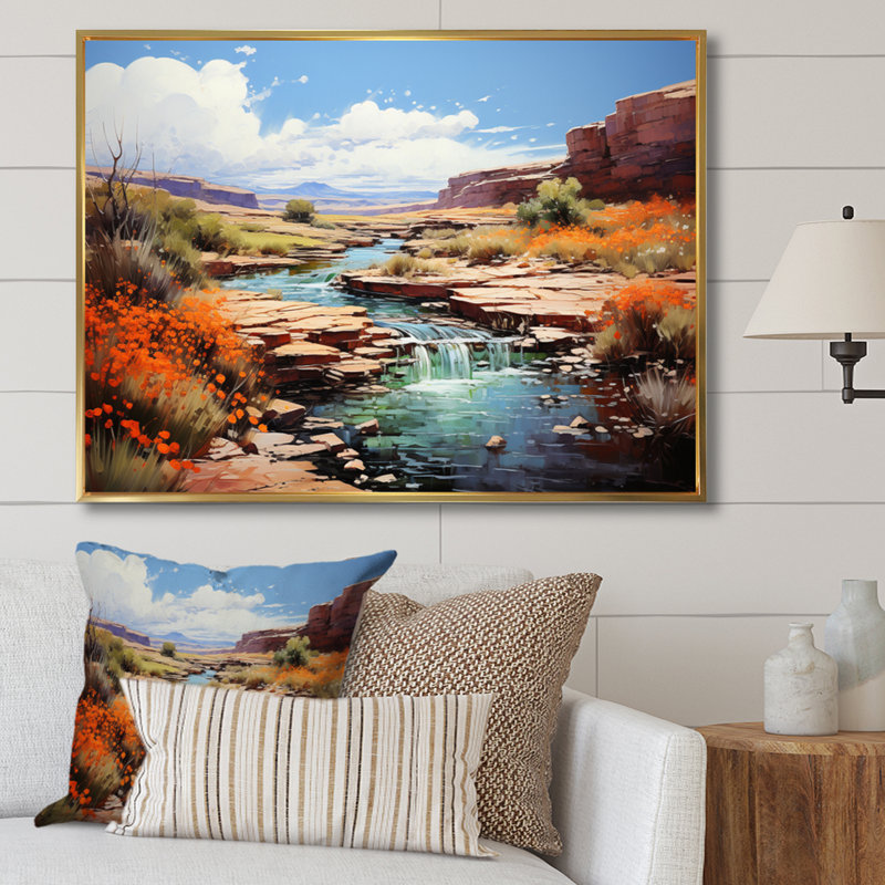 «Betanya Neveda Canyon Scenery IV», reproduction sur toile, Cadre flottant doré, H 24 po x l 32 po x P 1 po