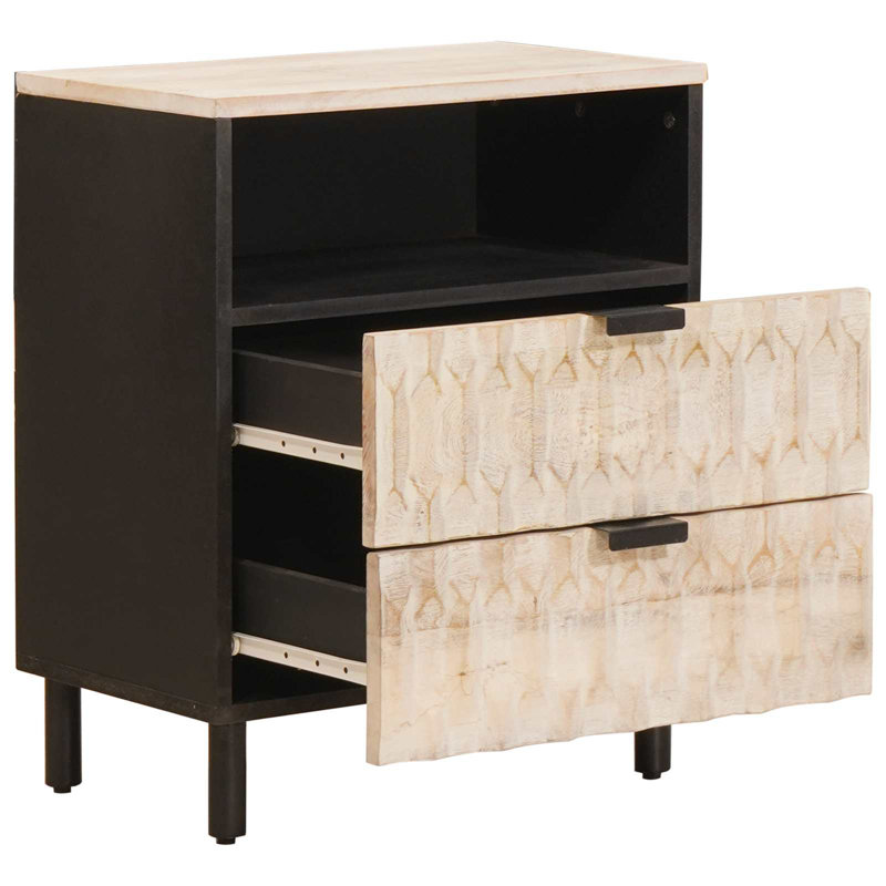 50cm W Solid Wood Bedside Table, White