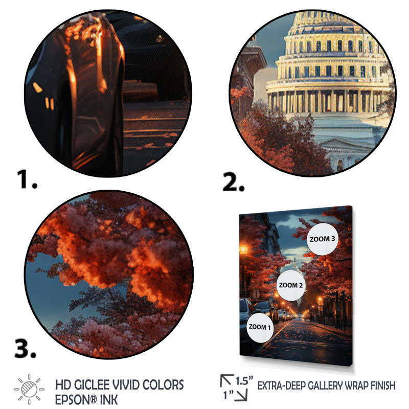 "District of Columbia Landscape III", reproduction d'art sur toile, Noir, H 40 po x l 30 po x P 1,5 po