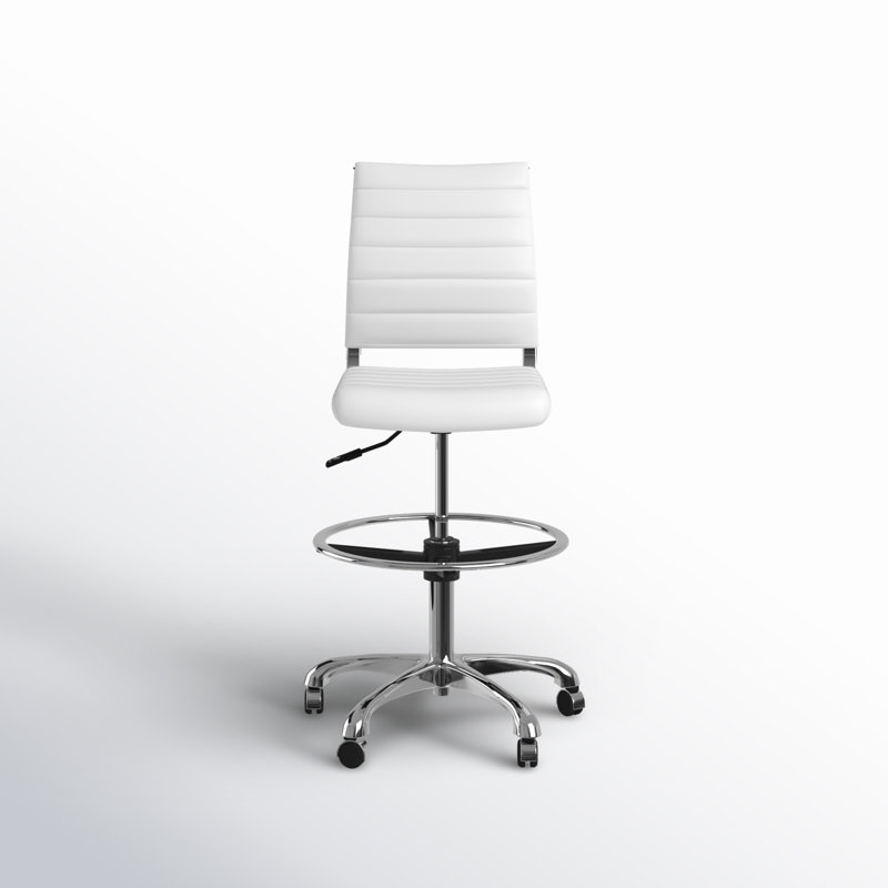 Chaise de dessinateur Aelwen, Simili cuir blanc