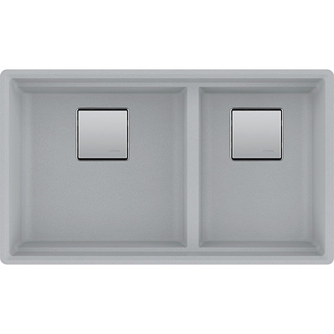Peak 32" L x 18.75" W Double Basin Undermount Kitchen SInk, Champagne Stone Gray