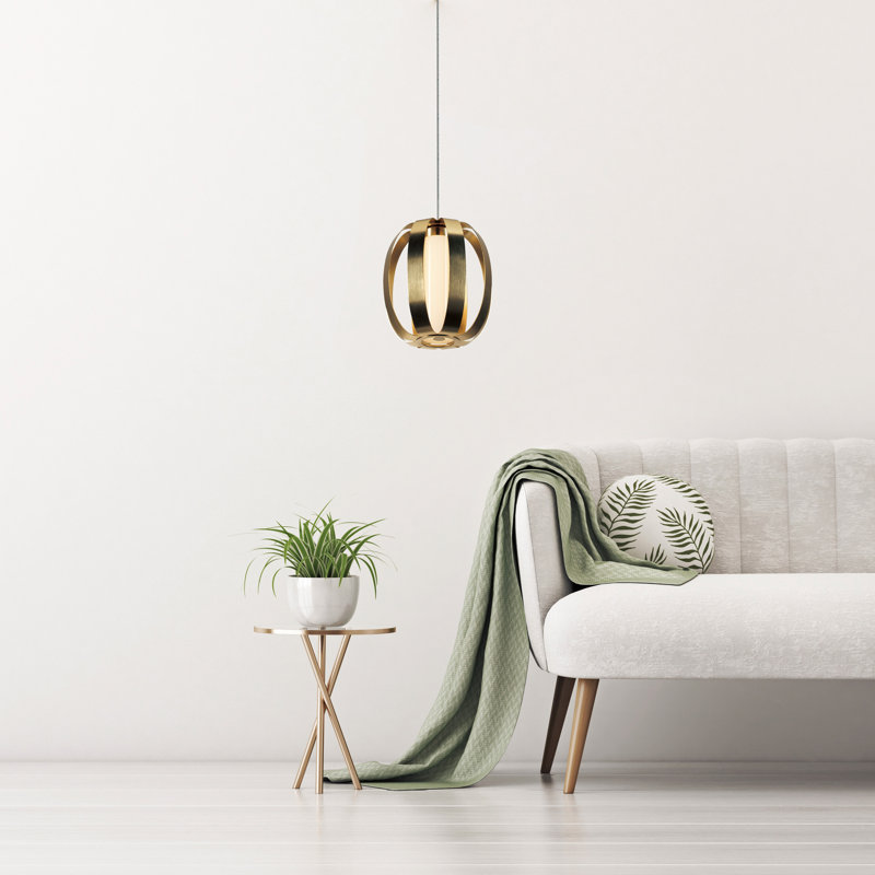 Philipston 1 - Light LED Lantern Pendant, 16" H x 13.38" W x 13.38" D, Gold