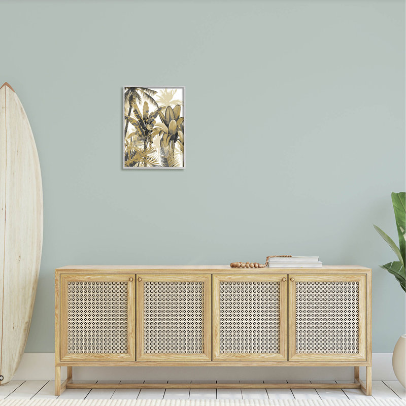 Gray Framed Tropical Palm Canvas Print 16" x 20"