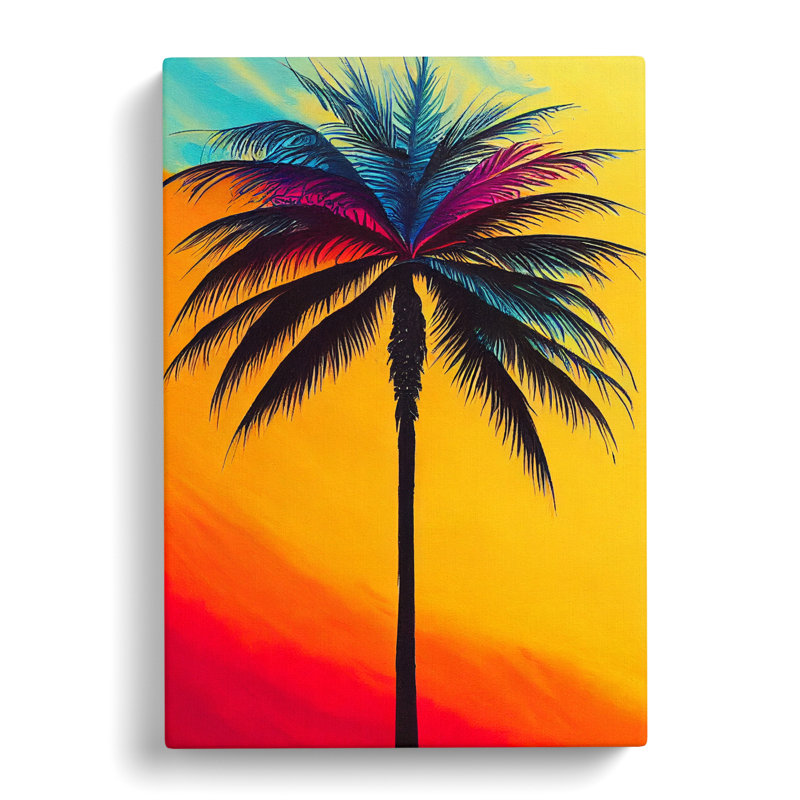 CAN-V0523-1702X Palm Tree Painting Crayon Vol.2 - Wrapped Canvas Print, 76cm H x 50cm W