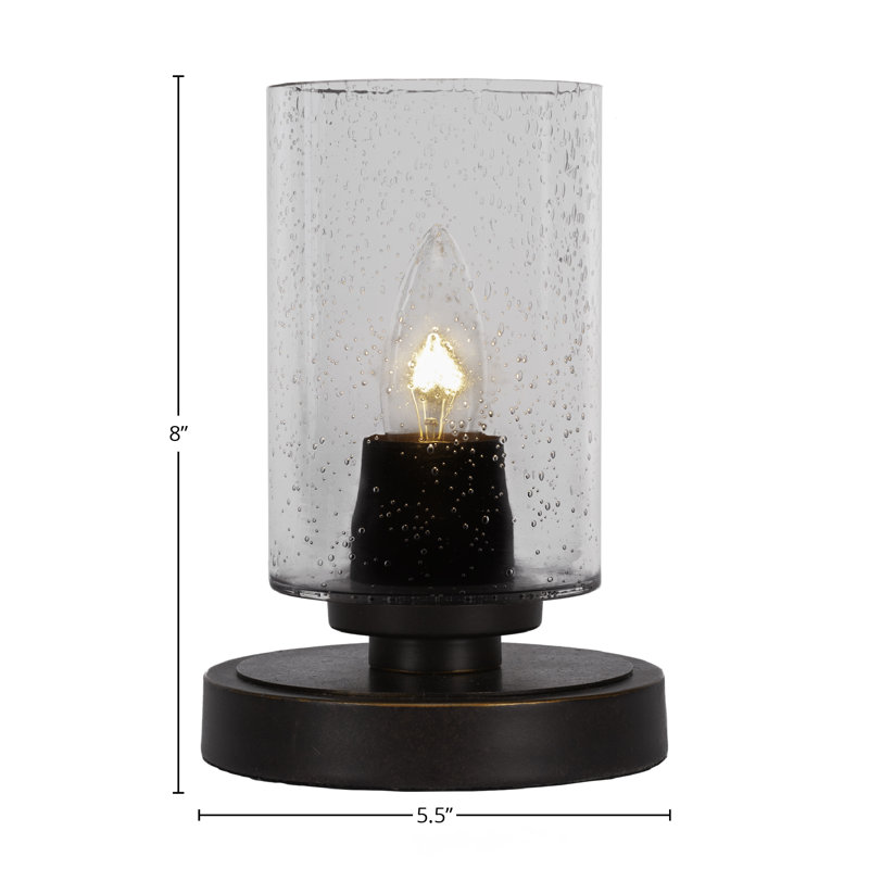 Aneka Accent Lamp Shown In Dark Granite Finish With 4" Glass, Clear