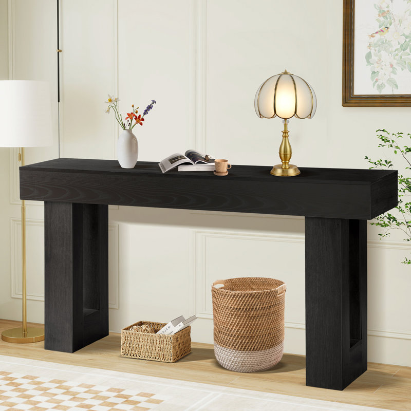 63" Long Console Table, Farmhouse Sofa Table Behind Couch, Wooden Entry Console Tables With Storage For Living Room, Rectangular Entryway Table For Entrance, Hallway, Foyer