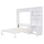 Lit double avec plusieurs tablettes et armoire de rangement, blanc