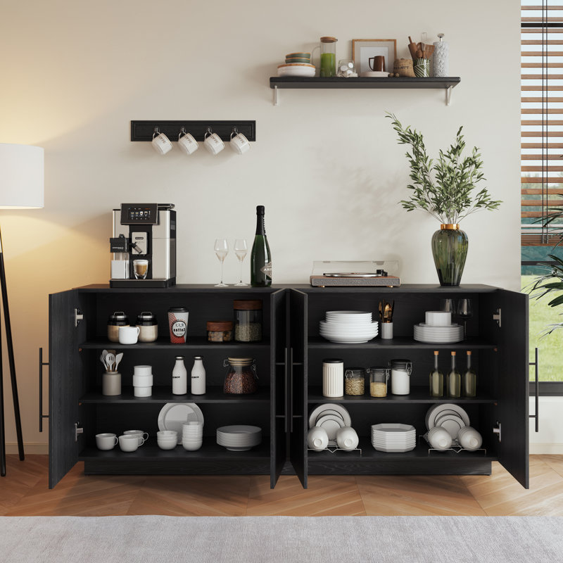 Buffet large noir à 4 portes