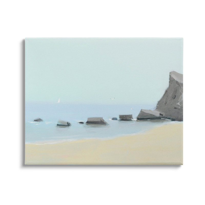 Calm Coastal Beach Landscape Canvas Wall Art