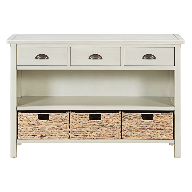 Console console avec tiroirs de rangement, Blanc antique