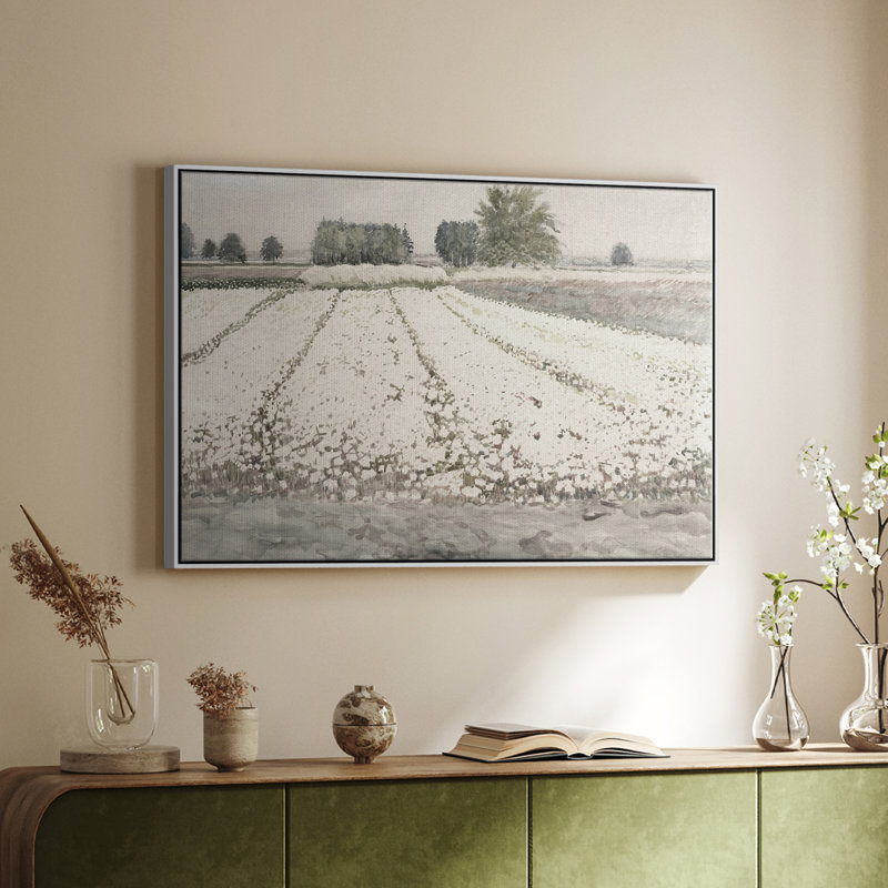 Paysage rétro - XXI, H 25 po x l 37 po, Toile encadrée flottée blanche