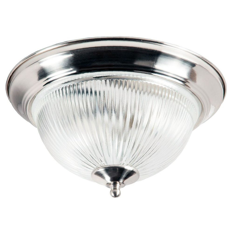 Leda Traditional IP44 Bathroom Ceiling Light With Stylish Glass Shade, Satin Chrome