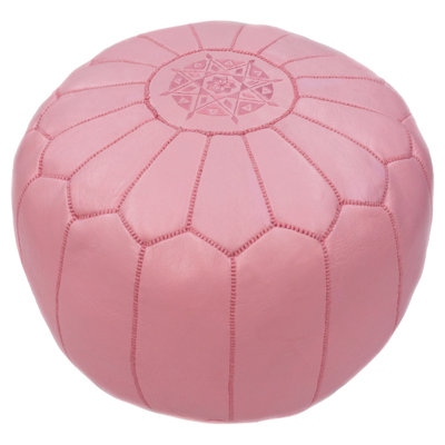 Pouf en cuir Jorden rose clair