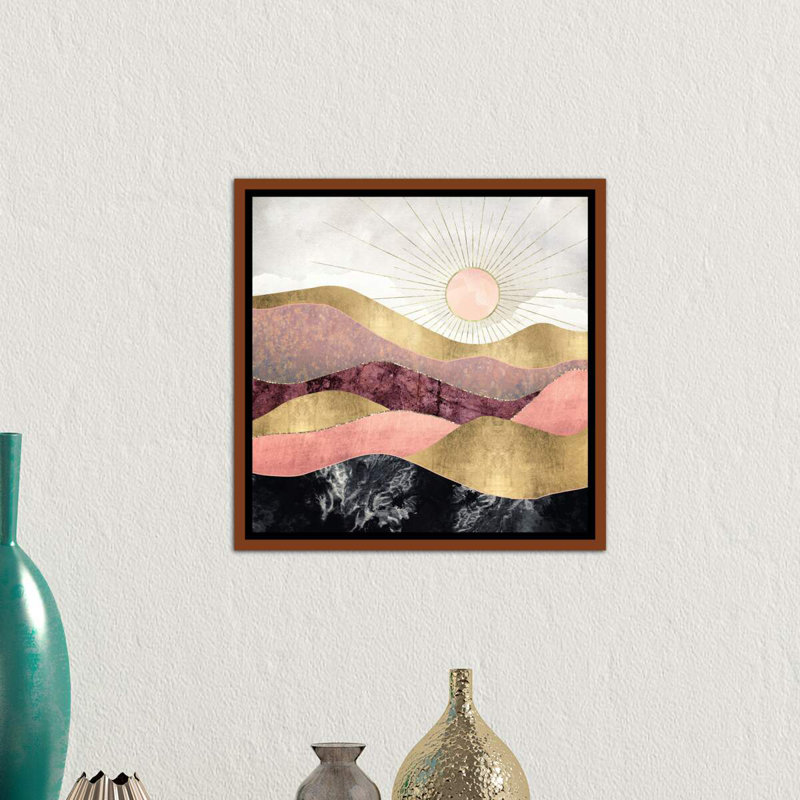 « rosé sun » par spacefrog designs-print, Toile avec cadre en bois brun, H 18 po x l 18 po x P 1,5 po
