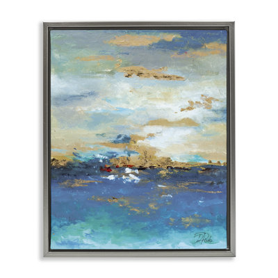 Ocean View with Tan Accents Floater Canvas Wall Art by Patricia Pinto