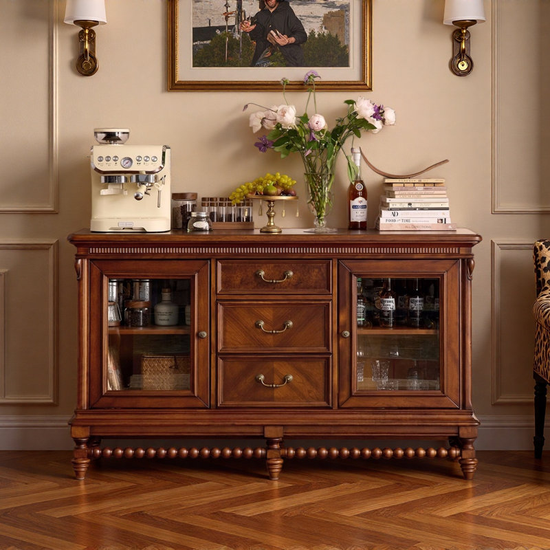 Simple Retro Style Solid Wood Sideboard