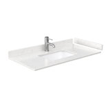 42 In. W X 22 In. D Single Countertop In White Cultured Marble With Undermount Square Sink, Backsplash, And Sidesplash