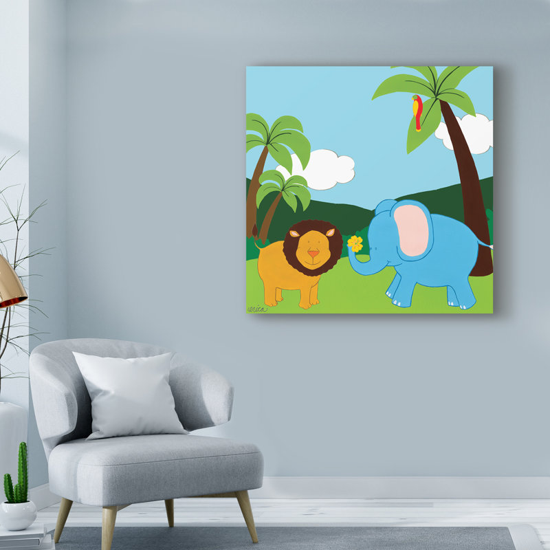 « jungle jamboree iv », art sur toile, H 18 po x l 18 po x P 2 po