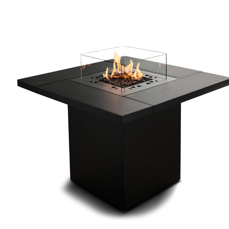 Square Table Gas Fire Pit with Attachable Table, 10 kW,