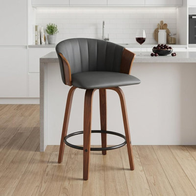 Tabouret de bar rembourré avec accoudoirs et repose-pieds Boeschen