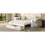 Lit de jour double avec bureau amovible, tiroirs de rangement et table d'appoint hydraulique, blanc-130125478