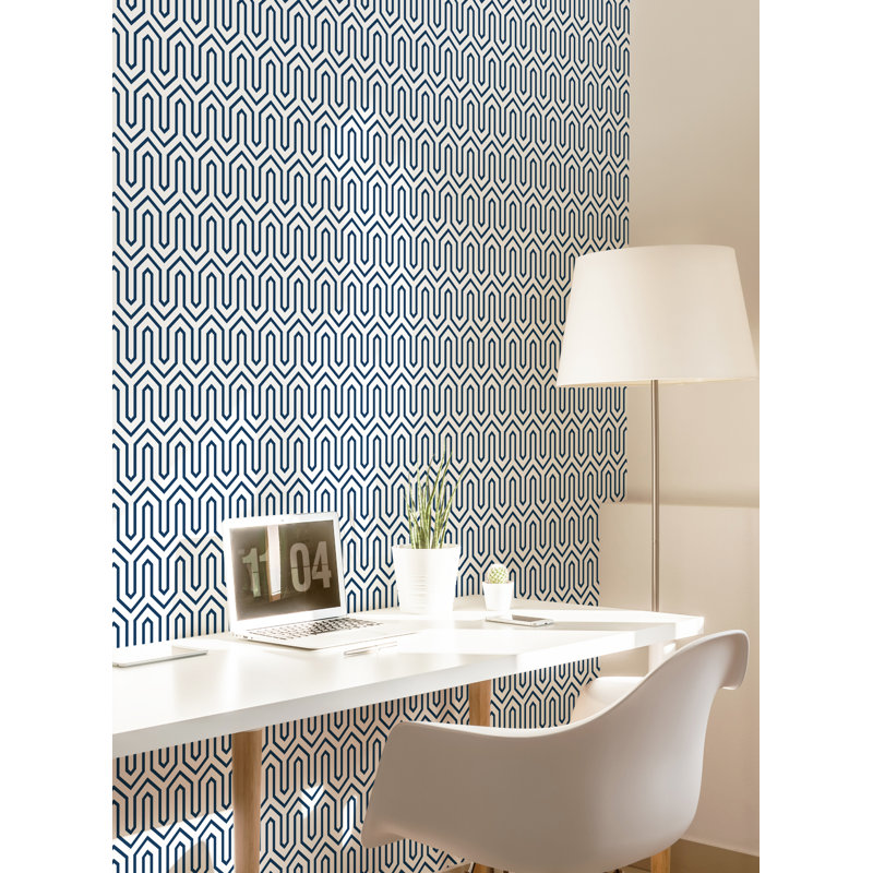 Rouleau de papier peint adhésif de L 18 pi x l 24 po Dekisha, Bleu marine