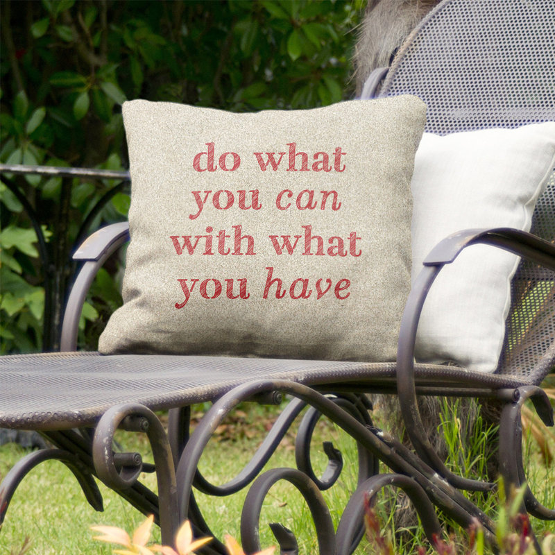 Outdoor Reversible Throw Pillow, 20" x 20", White/Red Solid