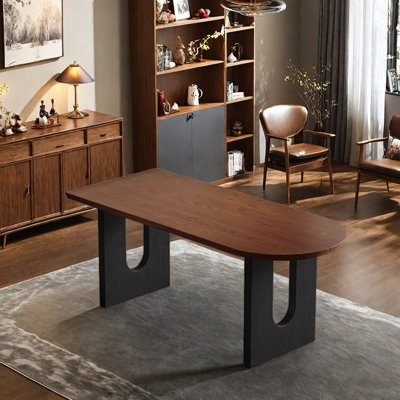 Retro Brown Black Durable Ash Wood Dining Table