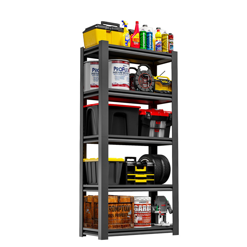 5 Tier Metal Garage Storage Shelves - Industrial Utility Rack with Adjustable Shelves, 35.4" W x 15.7" D