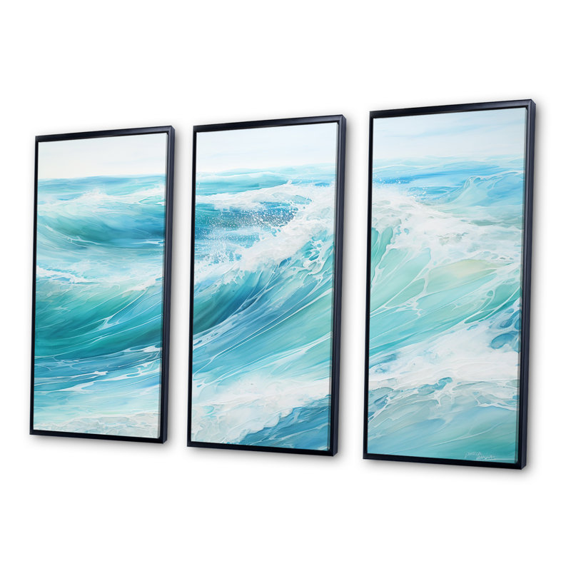 «Ocean Charm», art sur toile océanique, Cadre flottant noir, H 32 po x l 48 po x P 1 po